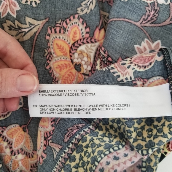 Band of Gypsies Floral Print Smocked Maxi Dress Side Slit Pockets Size M Boho - Picture 7 of 15